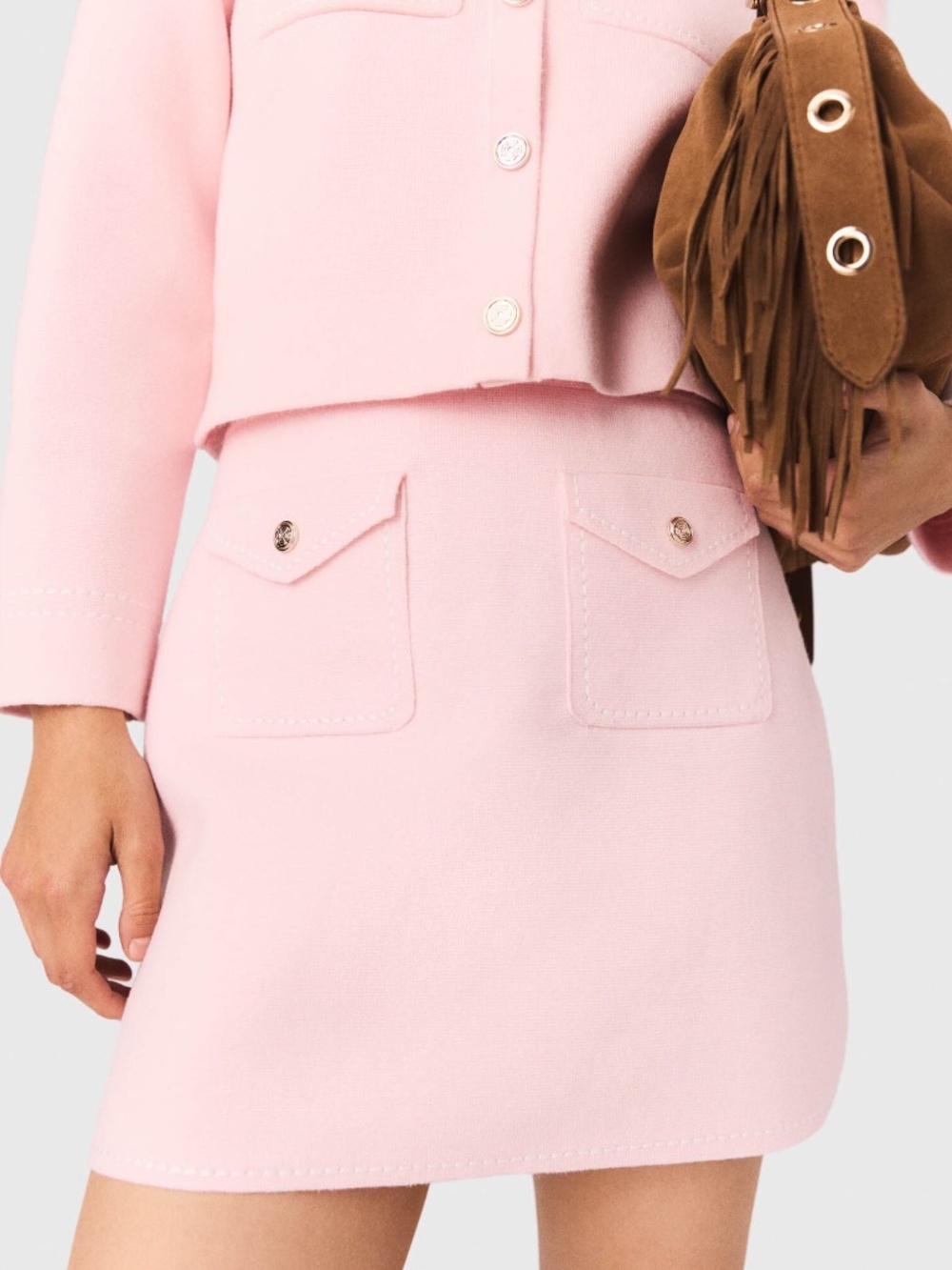 Joussaillon Short Topstitched Knit Skirt
